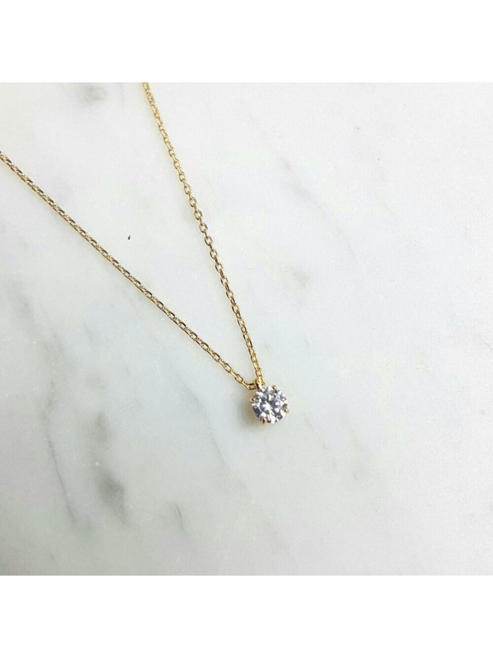2.0 ct Round Brilliant Moissanite Pendant, 18k Gold Plated Sterling Silver Chain